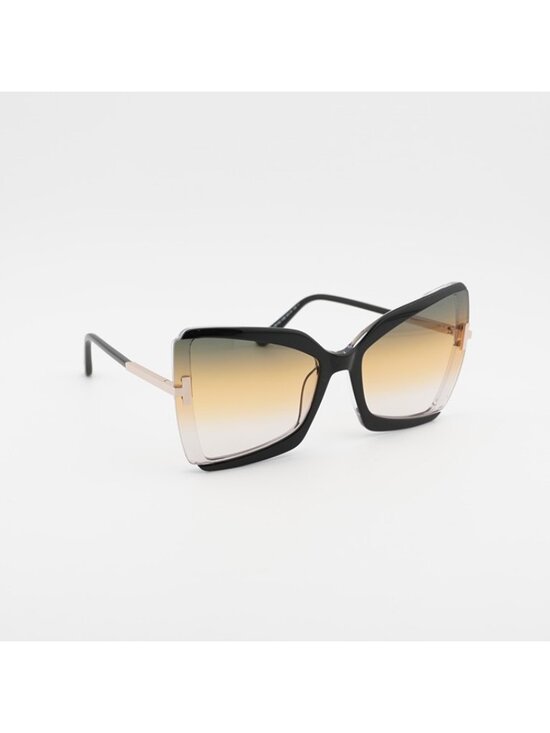 Tom Ford Gia FT0766 03B Sunglasses Black Butterfly Frame, Green Lenses main image 5
